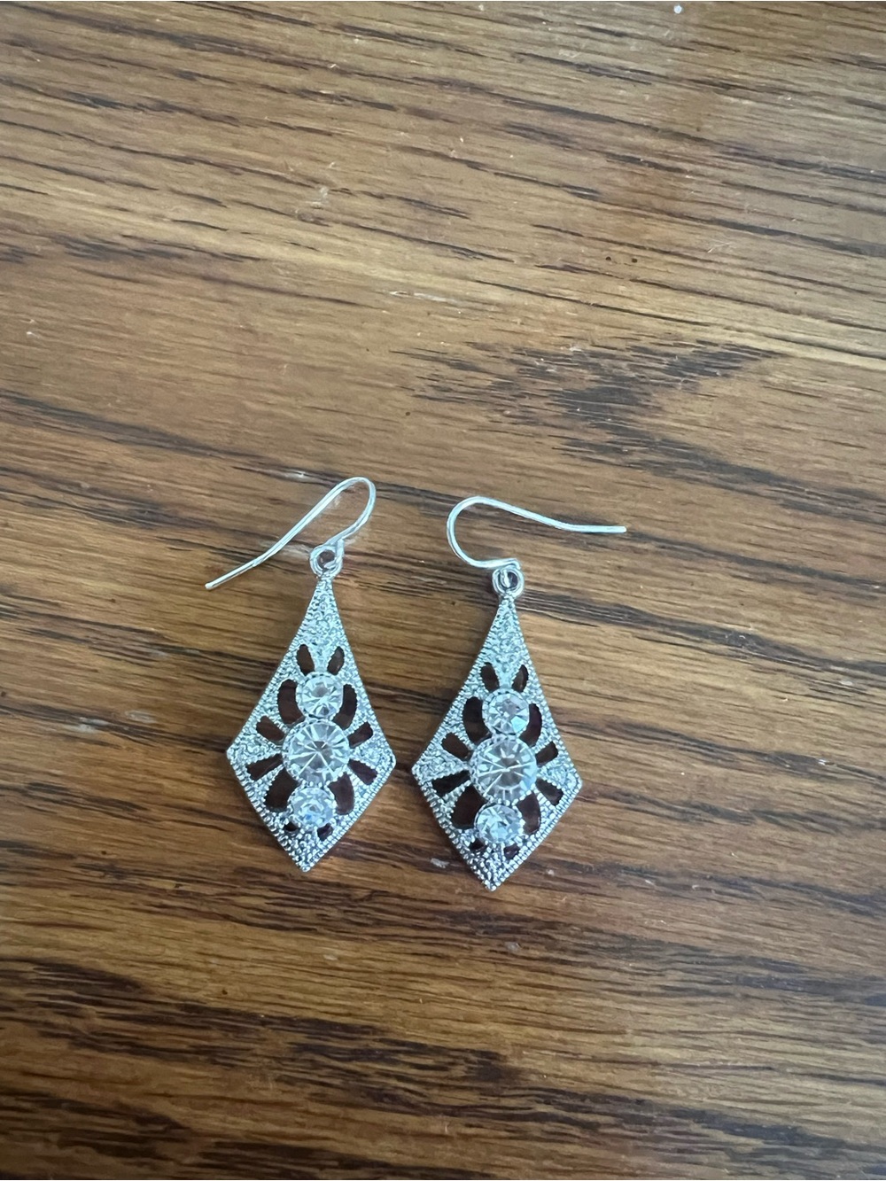 Sterling Silver Floral Filigree Drop Earrings - Silver